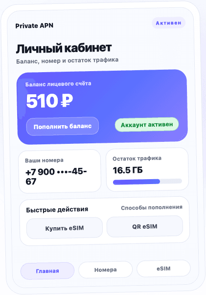 APN mobile portal showing private network metrics